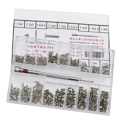 500pcs Tiny Screws Nuts + Screwdriver Watch Electronics Eyeglasses Screws ► Photo 1/6