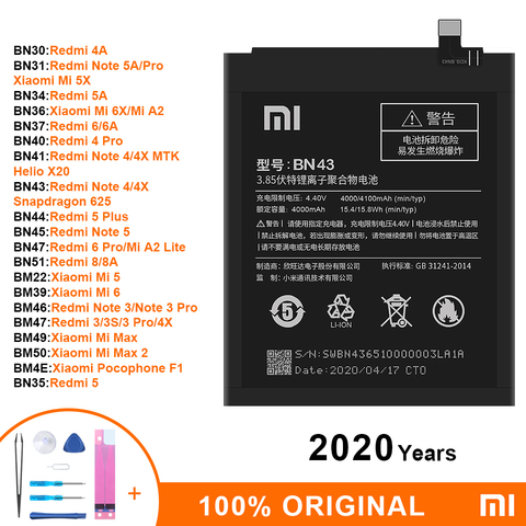 Xiaomi Original Replacement Battery BN43 BN41 BM47 for Redmi Note 4/4X Snapdragon 625 /MTK Helio X20 Redmi 3 3S 3X 4X 3Pro 4A 5A ► Photo 1/6