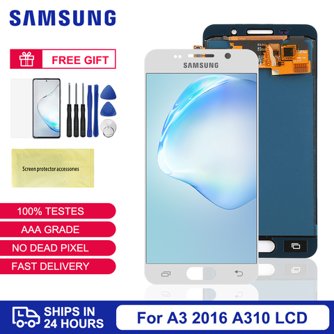 4.7'' Tested TFT For Samsung Galaxy A3 2016 LCD Display For Samsung A310 A310F Display Screen Touch Digitizer Assembly A310 LCD ► Photo 1/6