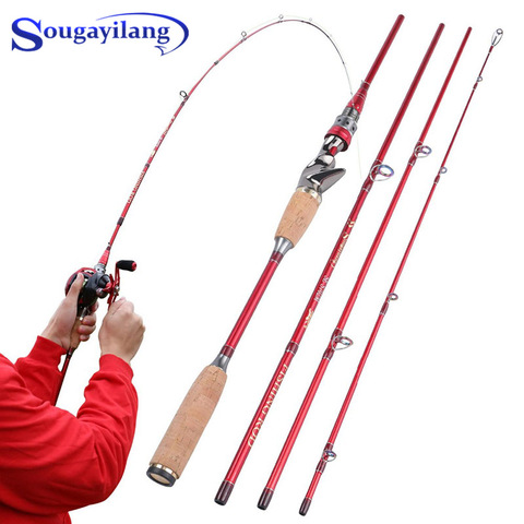 Sougayilang Fishing Rod 2.1m 2.4m Portable 4 Section Lure Fishing Rod Ultralight Carbon Fiber Spinning/Casting Travel Rod Pesca ► Photo 1/6