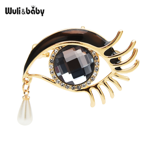 Wuli&baby Waterdrop Crystal Eyes Brooches For Women Rhinestone Enamel 2-color Eyes Office Causal Brooch Pins Gifts ► Photo 1/4