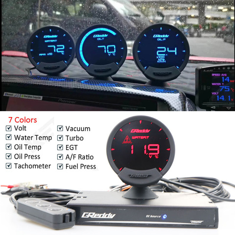 7 Colors GReddi Sirius Racing Gauge LCD 74mm Turbo Speed Volts Water Oil Temp Fuel Pressure RPM Air Fuel Ratio Meter with Sensor ► Photo 1/6