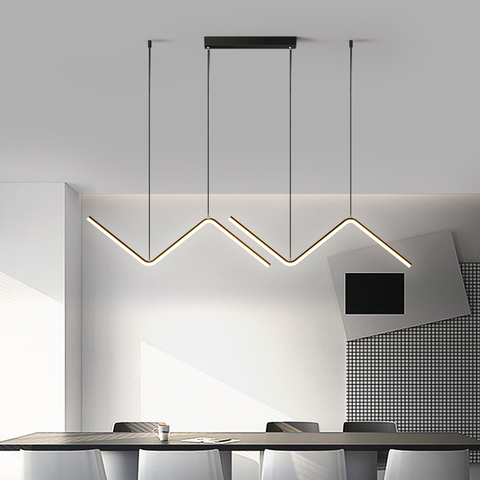 Artpad Modern LED Pendant Lighting Kitchen Island Living Room Wave Shape Hanging Light Black/ Gold Iron art Lamp Fixture 26W ► Photo 1/6