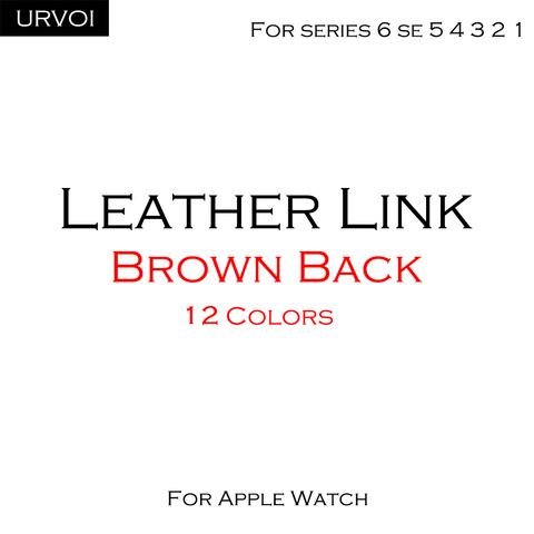 URVOI Leather link for Apple Watch band for iwatch series 6 SE 5 4 3 2 1 two-tone strap with magnet loop buckle brown color back ► Photo 1/2