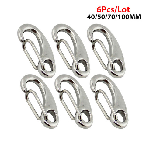 6pcs/Lot Egg Shape Spring Snap Hooks Marine 316 Stainless Steel Multifunctional Hiking Camping Belt Carabiner Quick Release Hook ► Photo 1/6