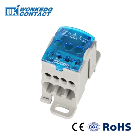 UKK 80A Din Rail Terminal Blocks One in several out Power Distribution Block Box Universal Electric Wire Connector Junction Box ► Photo 1/6