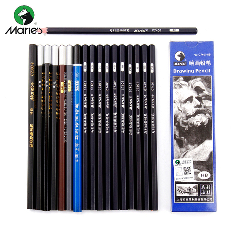 Maries Black Sketch Pencil Professional Drawing Pencil HB 2H B 2B 3B 4B 5B 6B 7B 8B 10B 12B 14B Art Stationery Supplies ► Photo 1/6