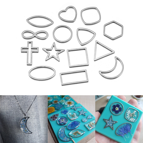 30pcs/bag Stainless Steel Geometric Earrings Hollow Frame Bezel Charms Epoxy Resin Pendant Tray For DIY Jewelry Making Supplies ► Photo 1/6