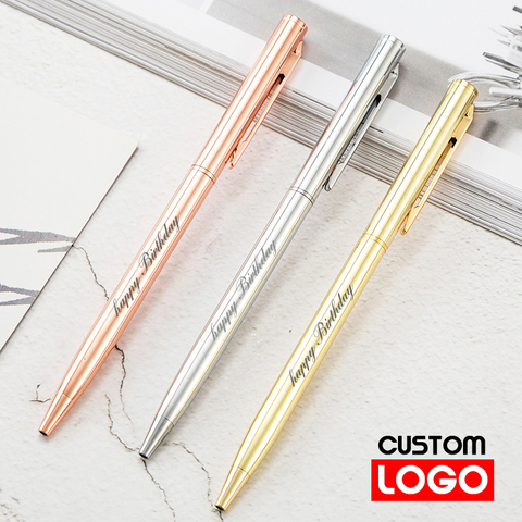 New Metal Ballpoint Pen Rose Gold Pen Custom Logo Advertising Ballpoint Pen  Lettering Engraved Name School&office Supplies ► Photo 1/6