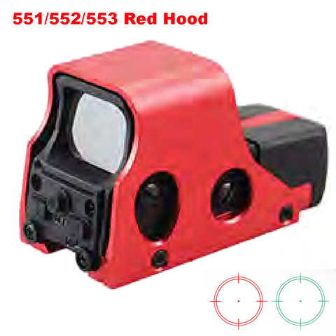 New Aluminum Tactical Red Green Reticle Riflescope Holographic Red Green Dot Sight Brigthness Adjustable 551 552 553 Red Hood. ► Photo 1/6