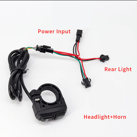 ebike switch for controller ebike headlights/taillights and horns for 12V 24V 36V 48V bafang led light e scooter accessories ► Photo 1/6