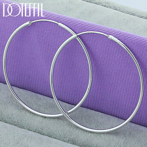 DOTEFFIL 925 Sterling Silver Smooth 50mm Big Circle Hoop Earrings For Women Wedding Engagement Party Jewelry ► Photo 1/4