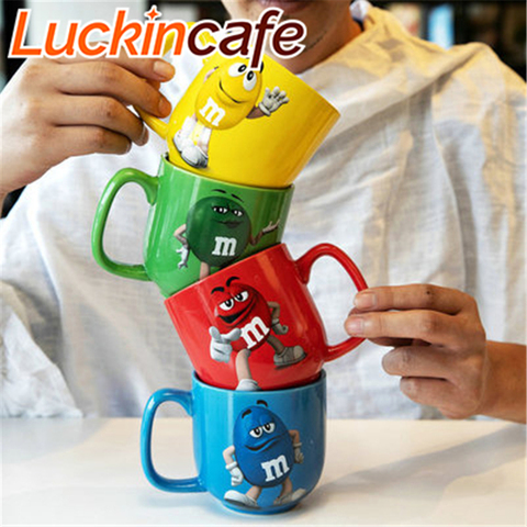 Cute m&m Beans Coffee Mugs Tea Cups and Mugs Cartoon Cute Expression Mark Large Capacity Drinkware Christmas Gifts ► Photo 1/6