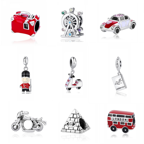 Original 100% 925 Sterling Silver Charm Bead Travel Bus Motorcycle Ferris Wheel Charms Fit Bracelets Women Diy Jewelry ► Photo 1/6