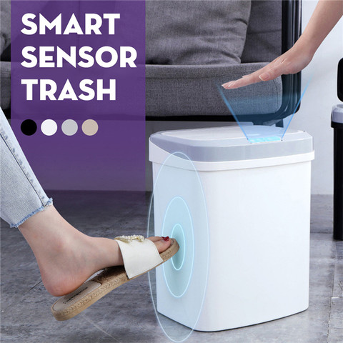 16L Home Intelligent Trash Can Automatic Induction Electric Trash Can Smart Waste Bins Bathroom Kitchen Auto Sensor Rubbish Can ► Photo 1/6