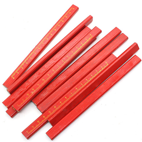 10 pcs/lot DIY Carpenters Pencils Builder Joiners Woodworking Tools Black Thick Core Flattened Mark Pencil Stationery Supplies ► Photo 1/5