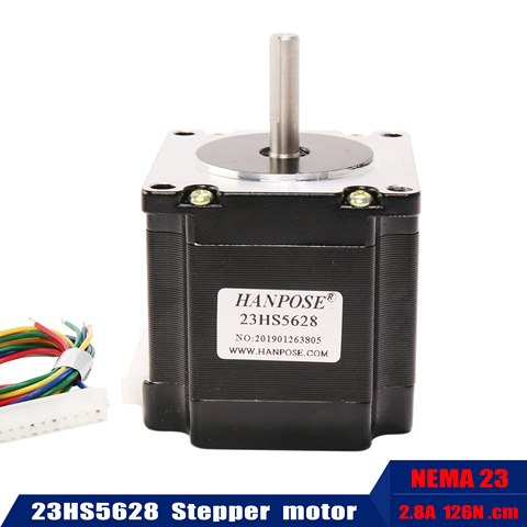 Nema 23 Stepper Motor 57 motor 4-lead 165 Oz-in 56mm 2.8A 6.35mm/8mm shaft 23HS5628  black motor ► Photo 1/6