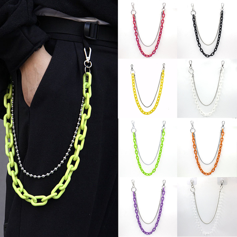 Punk Rock Silver Color Metal Waist Pants Chain Key Chains for Men