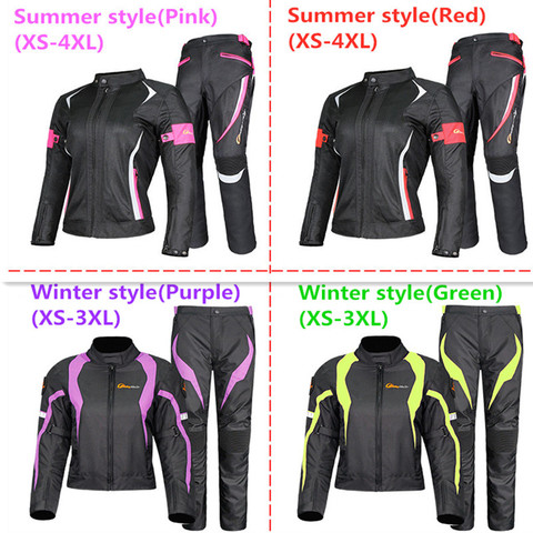 Women Motorcycle Jacket Pants Summer Waterproof Winter Warm Riding Raincoat Safety Suit with Protective Gears and Lining JK-52 ► Photo 1/6