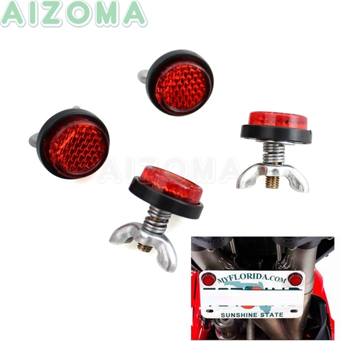 4pcs Motorcycle Red Safety Reflectors Mini License Number Plate Reflector with Mounting Spring Universal ► Photo 1/6
