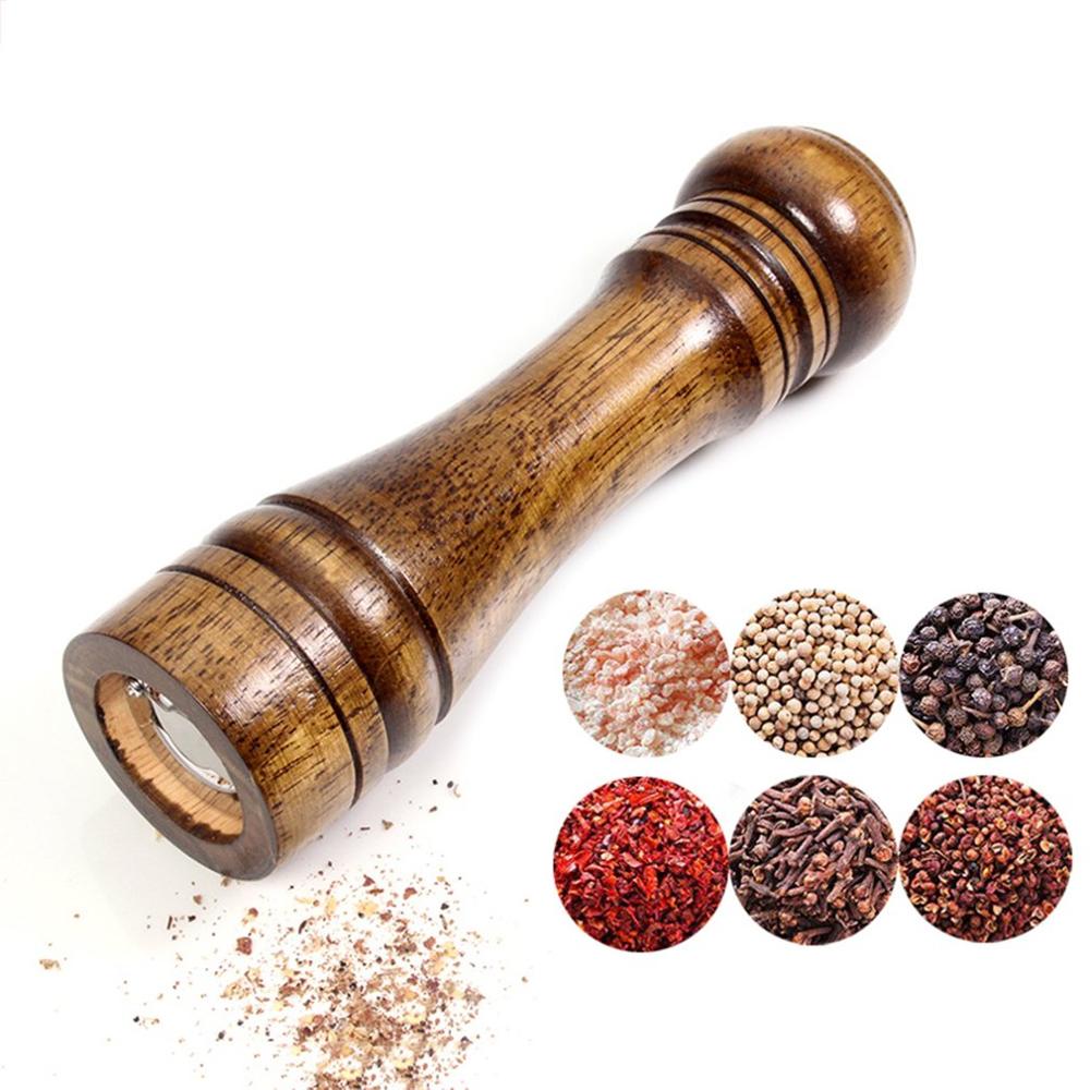 Salt And Pepper Grinder Spice Mill Hand Movement Oak Wood Kitchen Cooking Supply 