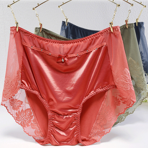 Plus Size Underwear for Women Sexy Thin Transparent Lace Modal Cotton Panties with High Waist Big Size Briefs of Large Sizes ► Photo 1/6