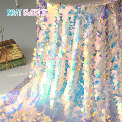 Iridescent Mermaid Tablecloths Unicorn Party Holographic Wedding Baby Shower Birthday Embroidery Mesh Lace Glitter Sequin Fabric ► Photo 1/6