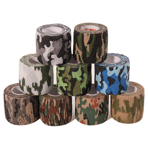 Outdoor Camouflage Breathable Bandage Non-woven Self Adhesive Waterproof Athletic Tape Elastic Stretch Hair Bands Factory Direct ► Photo 1/6