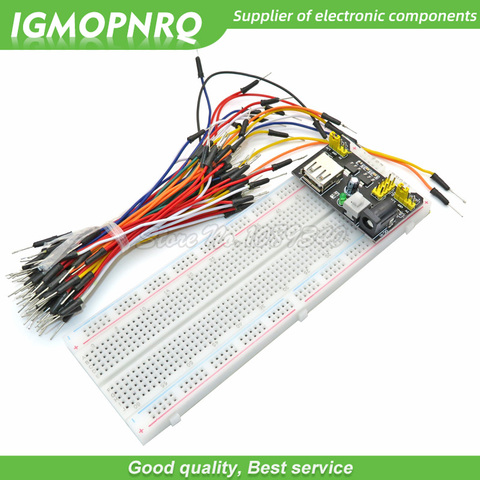 MB102 Breadboard power module+ MB-102 830 points Solderless Prototype Bread board kit + 65 Flexible jumper wires ► Photo 1/4