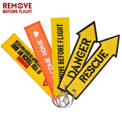 Remove Before Flight Keychain Jewelry Embroidery Danger Key Chain for Aviation Gifts Luggage Tag Fashion Yellow Key Chains ► Photo 1/6