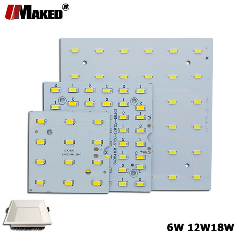 5/10Pcs LED PCB 6W 12W 18W LED Downlight Aluminum Plate Lighting Heatsink SMD5730 110lm/w Square Light Source For Panel lamps ► Photo 1/6
