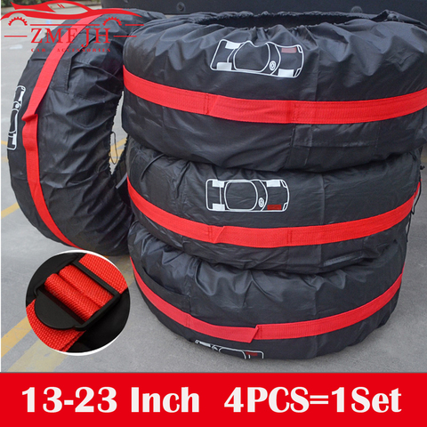 4Pcs/Lot Car Spare Tire Cover Case Polyester Auto Wheel Tires Storage Bags Vehicle Tyre Accessories Dust-proof Protector Styling ► Photo 1/6