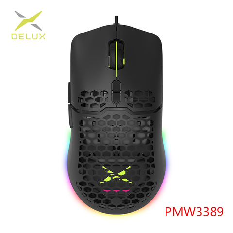 Delux M700 PMW3389 RGB Gaming Mouse 67g Lightweight Honeycomb Shell Ergonomic Mice with Soft rope Cable For Computer Gamer ► Photo 1/6