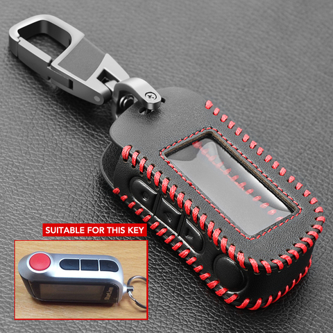 Genuine Leather A93 Car Key Case Cover for Starline A93 A63 A36 A39 Two Way Car Alarm Remote Controller LCD Transmitter KeyChain ► Photo 1/6