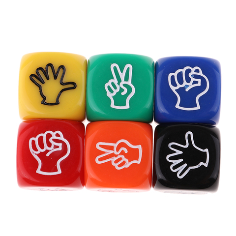 6pcs 6 sided Dice D6 Dices Rock Paper Scissors Dice Kids Board Game Toys Prop Bar Party Game Dice Set ► Photo 1/6