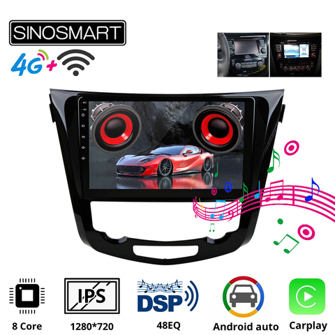 SINOSMART 8 Core CPU DSP Car Navigation GPS Player for Nissan J11/X-Trail/Rogue/Dualis 2013-2022 Support BOSE 360 View System/4G ► Photo 1/3