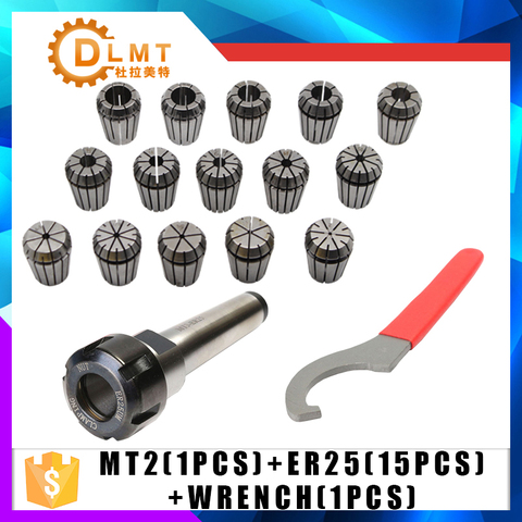 ER25 Spring Clamps 15PCS MT2 ER25 M12 1PCS ER25 Wrench 1PCS Collet Chuck Morse Holder Cone For CNC Milling Lathe tool ► Photo 1/1