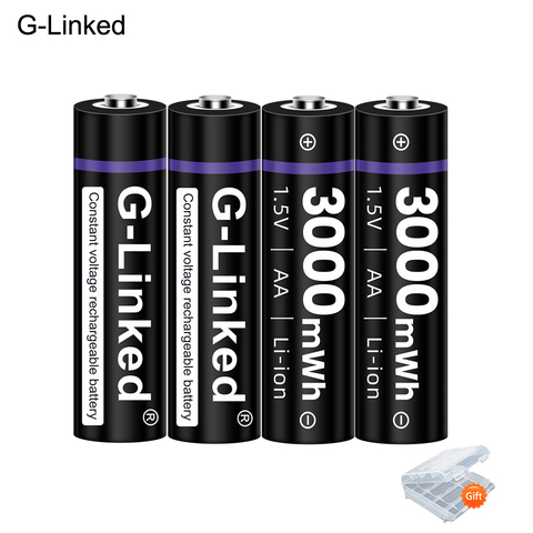 100% new 1.5v AA rechargeable battery 3000mwh li-ion lithium ion AA 2A batteries for toys camera flashlight ► Photo 1/6