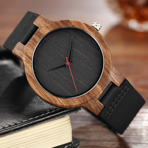 Quartz Watches Wood Mens Clock Unique Design Top Luxury Brand Wooden Bamboo Sport Wrist Watch Black Face Hodinky Man Women 2017 ► Photo 1/1