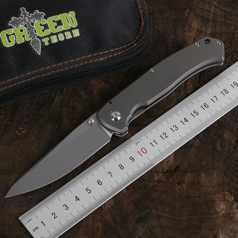 Green thorn Rat fol turning knife D2 blade Titanium alloy handle Camping outdoor fruit knife practical folding knife EDC tool ► Photo 1/6