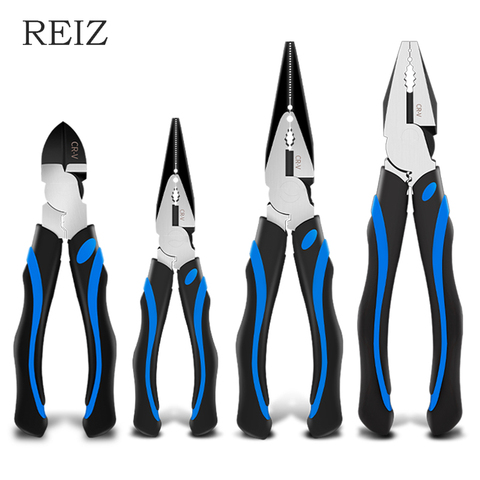REIZ Cutting Pliers Set Wire Stripping Crimping Tool Cable Cutter Stripper Long Nose Diagonal CR-V Clamp Multitools Repair Tool ► Photo 1/6