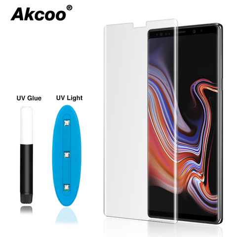 Akcoo Note 8 screen protector UV Full Glue Tempered Glass for Samsung Galaxy S8 9 note 8 9 full cover with earpiece hole cut out ► Photo 1/6