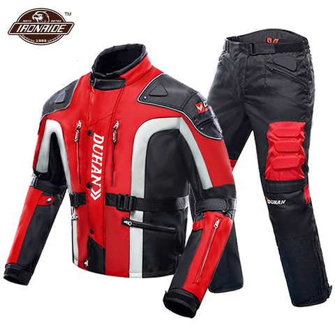DUHAN Autumn Winter Cold-proof Motorcycle Jacket Moto+Protector Motorcycle Pants Moto Suit Touring Clothing Protective Gear Set ► Photo 1/6