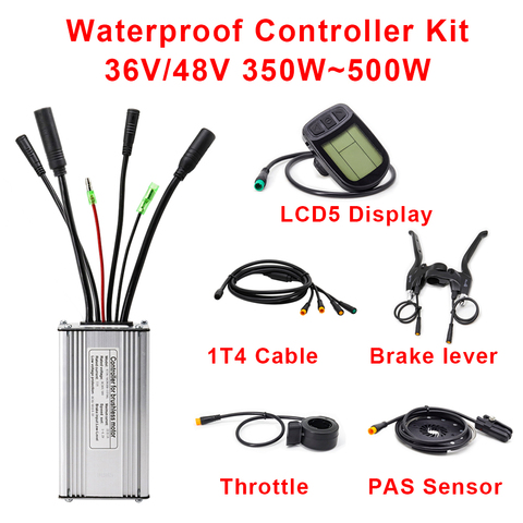 Ebike Controller 36V 48V 350W 500W e-bike Controller with Throttle Brake PAS Sensor LCD Display Ebike waterproof Conversion Kit ► Photo 1/6