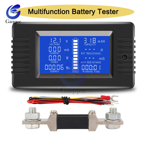 Car Battery Capacity Tester 0-200V DC Voltage Current Power Capacity Meter Resistance Residual Electricity Meter 0-300A Shunt ► Photo 1/6