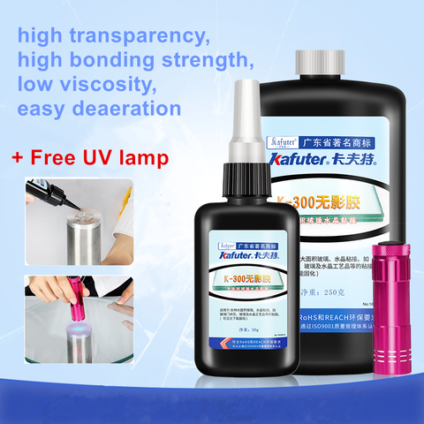 50ml/250ml Kafuter UV Glue UV Curing Adhesive K-300 Transparent Crystal and Glass Adhesive with UV Flashlight ► Photo 1/6