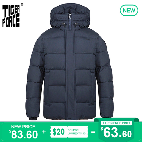 TIGER FORCE  Men's winter jacket  Hooded Mid-length fashion Parka men Down Jacket with Hooded Casual Thicken Warm Overcoat 70750 ► Photo 1/6