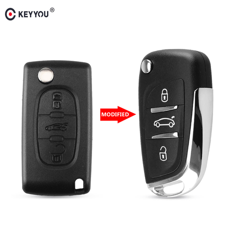 KEYYOU 2/3 Button Modified Remote Car Key Shell Case For Peugeot 307 408 308 4007 3008 For Citroen C2 C3 C4 C5 C6 Picasso CE0536 ► Photo 1/6