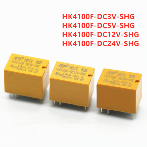 10pcs/lot Relay HK4100F-DC24V-SHG HK4100F-DC12V-SHG HK4100F-DC5V-SHG HK4100F-DC03V-SHG 3V 5V 12V 24V 3A 6pins Mini Power Relays ► Photo 1/4