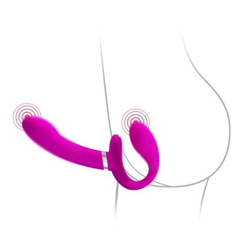 New 12 speed strap on double end dong, USB recharge dildo female masturbation vibrators, Lesbian strapon sex toys anal dildo. ► Photo 1/6